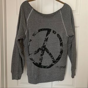 Peace Love World Wide Crew Neck Long Sleeve Tee